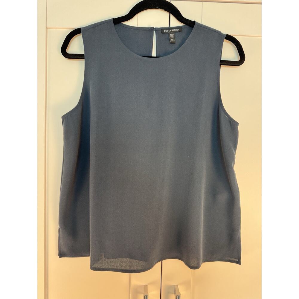 Eileen Fisher Silk Sleeveless Size Small Top Blouse Charcoal Gray Minimalist